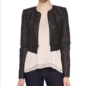 Duke Floral-Embroidered Faux Leather Jacket